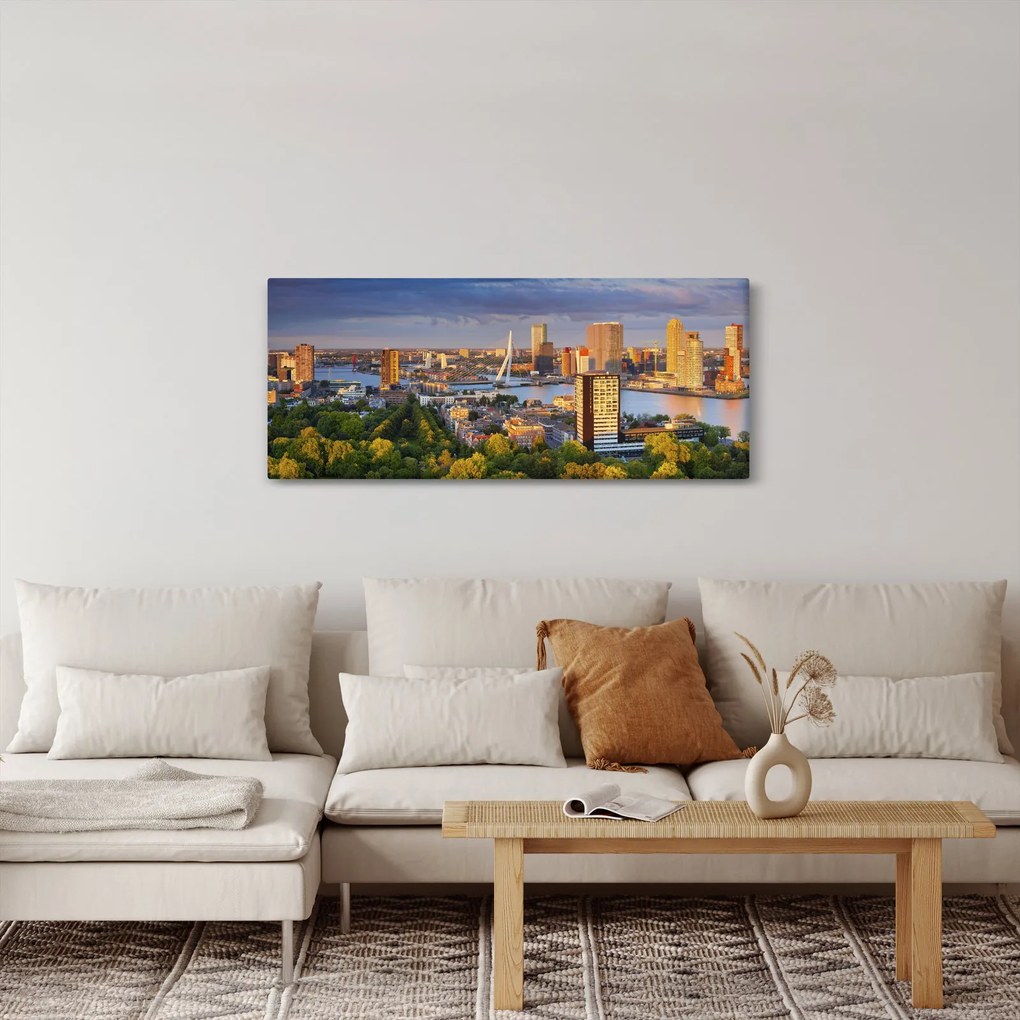 Obraz - Panorama Rotterdamu, Holandsko (120x50 cm)