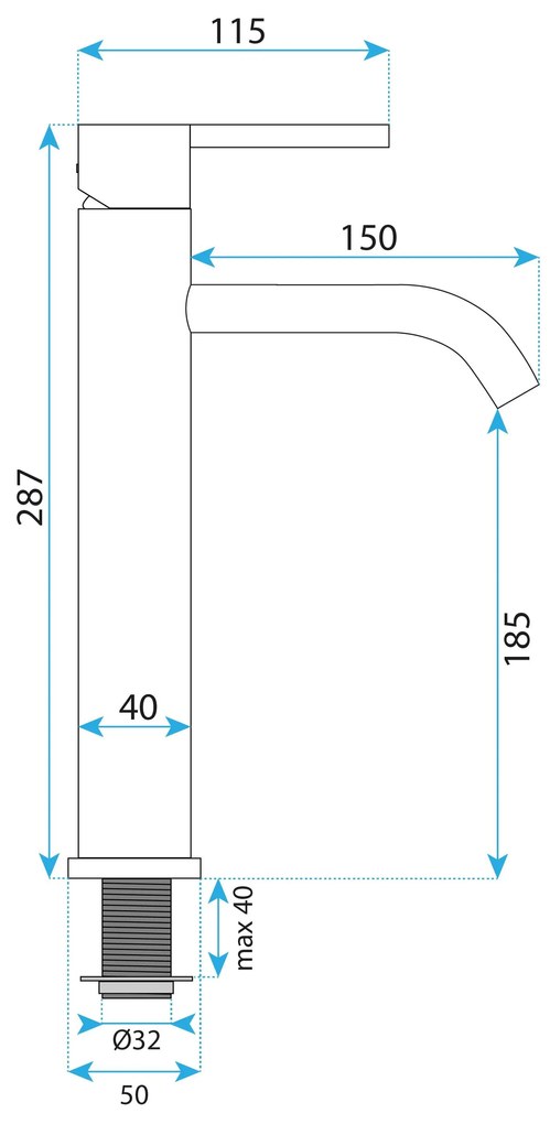 Rea Foster, vysoká umývadlová batéria h-285, brúsená oceľ, REA-B6324