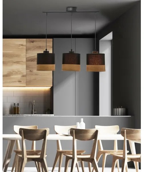 Luster na lanku PORTO 3xE27/60W/230V čierna/hnedá