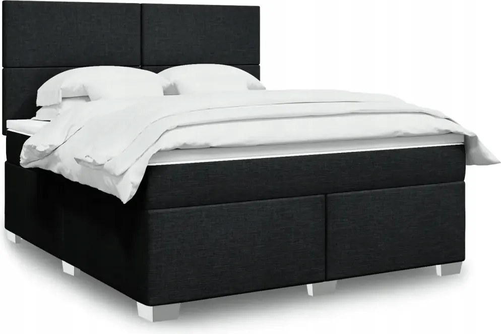 vidaXL Posteľný rám boxspring s matracom čierny 180x200 cm látka