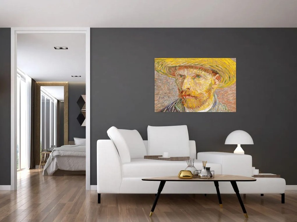 Obraz - Vincent van Gogh, Self-Portrait with a Straw Hat (The Potato Peeler), reprodukcia (90x60 cm)