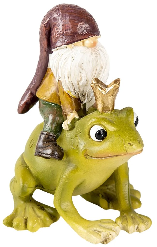 Dekoratívne soška žaby s trpaslíkom - 7 * 7 * 9 cm