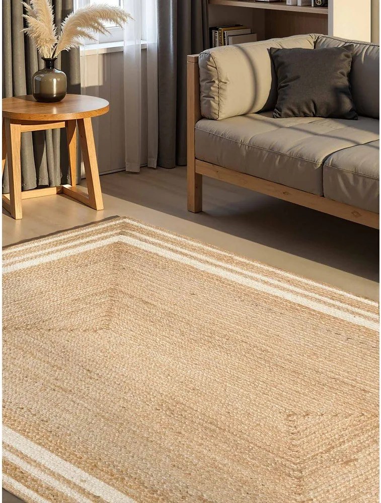 Krémovobiely/v prírodnej farbe obojstranný/ručne tkaný jutový koberec 160x230 cm Jutta – Hanse Home