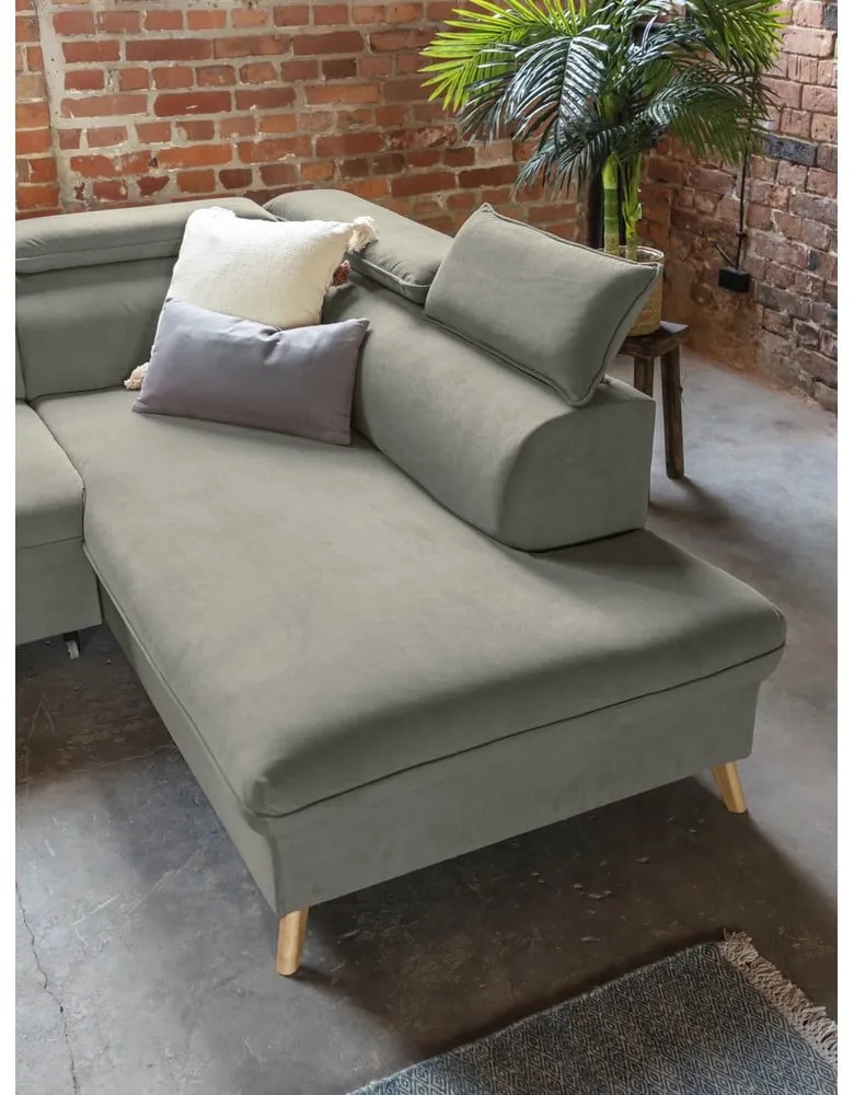 Svetlosivá zamatová rozkladacia rohová pohovka do "U" (pravý roh) Sweet Harmony – Miuform