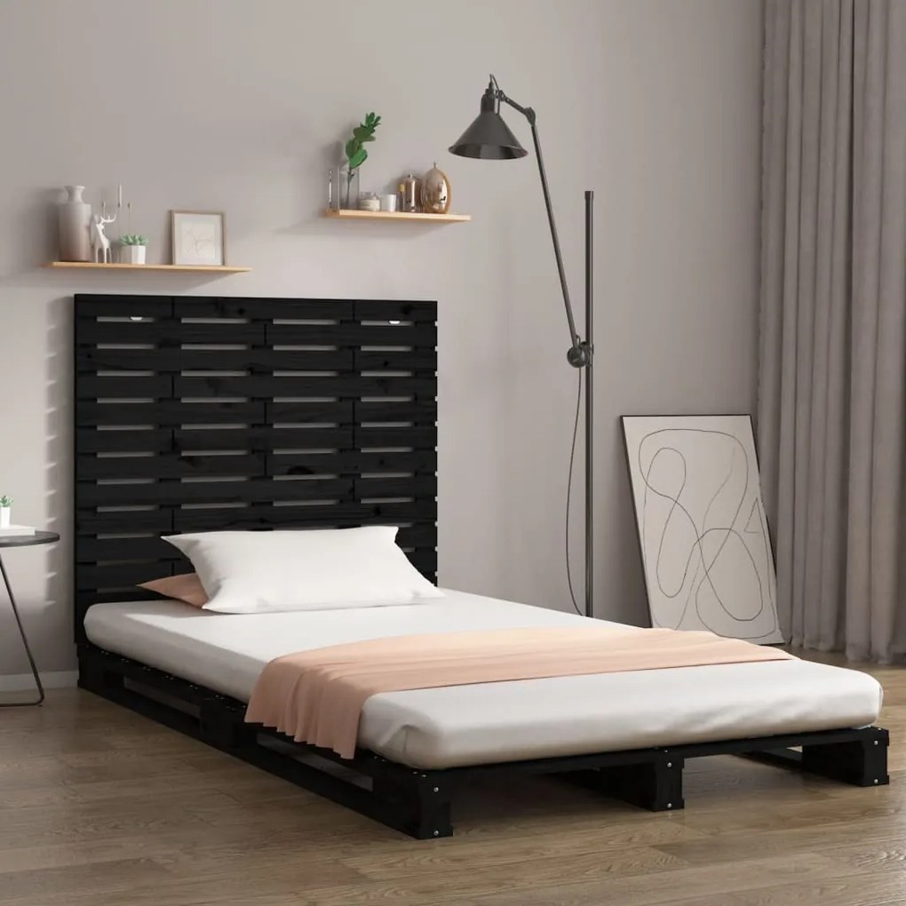 vidaXL Nástenné čelo postele čierne 96x3x91,5 cm masívna borovica