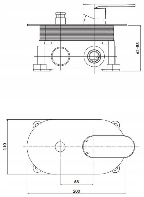 Cersanit Crea, vaňová - sprchová podomietková batéria + BOX, chrómová, S951-305