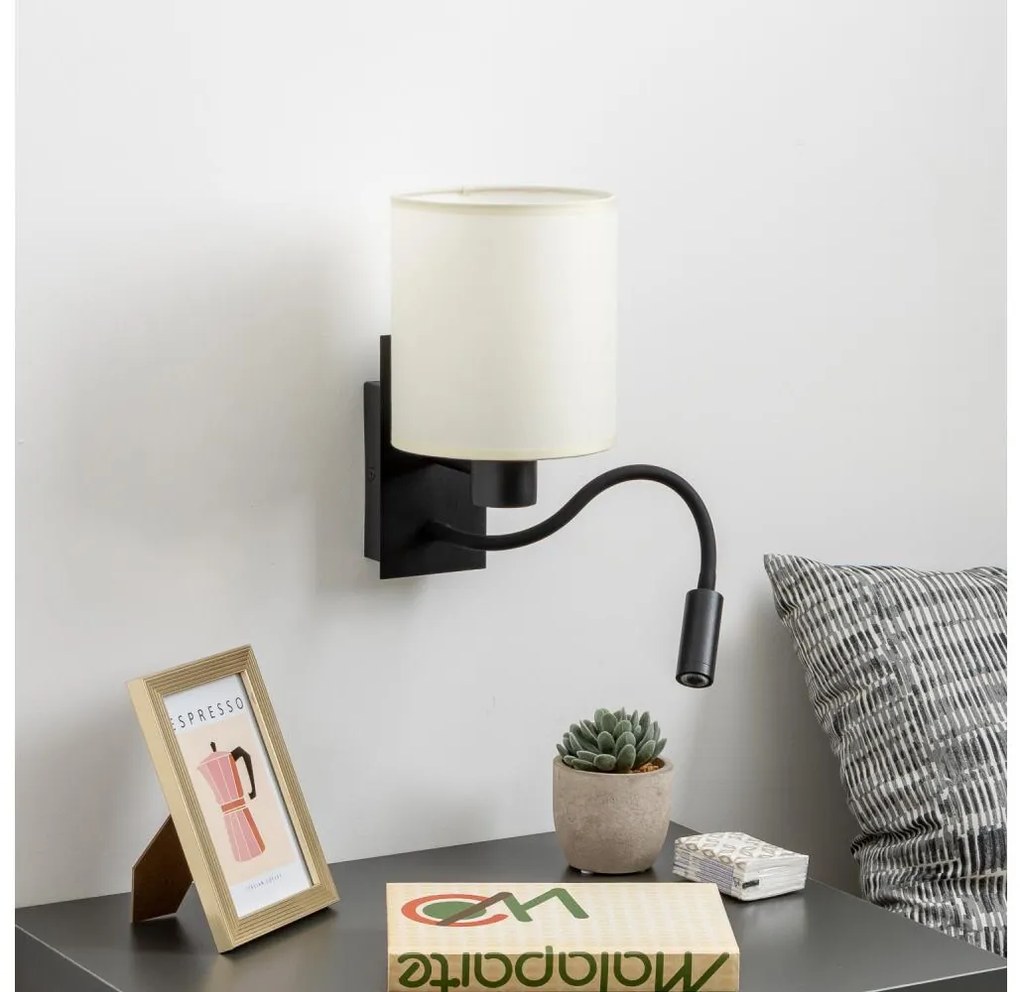 Brilagi - LED Nástenná lampa NUBILA 1xE27/25W/230V + LED/3W čierna/krémová BG1558+BG1585