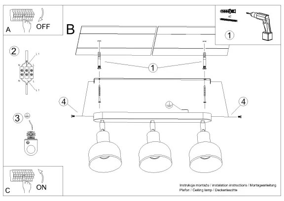 Sollux SL.1318 - Bodové svietidlo ELBA 3xE27/15W/230V čierna