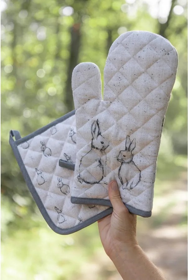 Béžová bavlnená chňapka - podložka s králikom Bunny Buddies - 20*20 cm