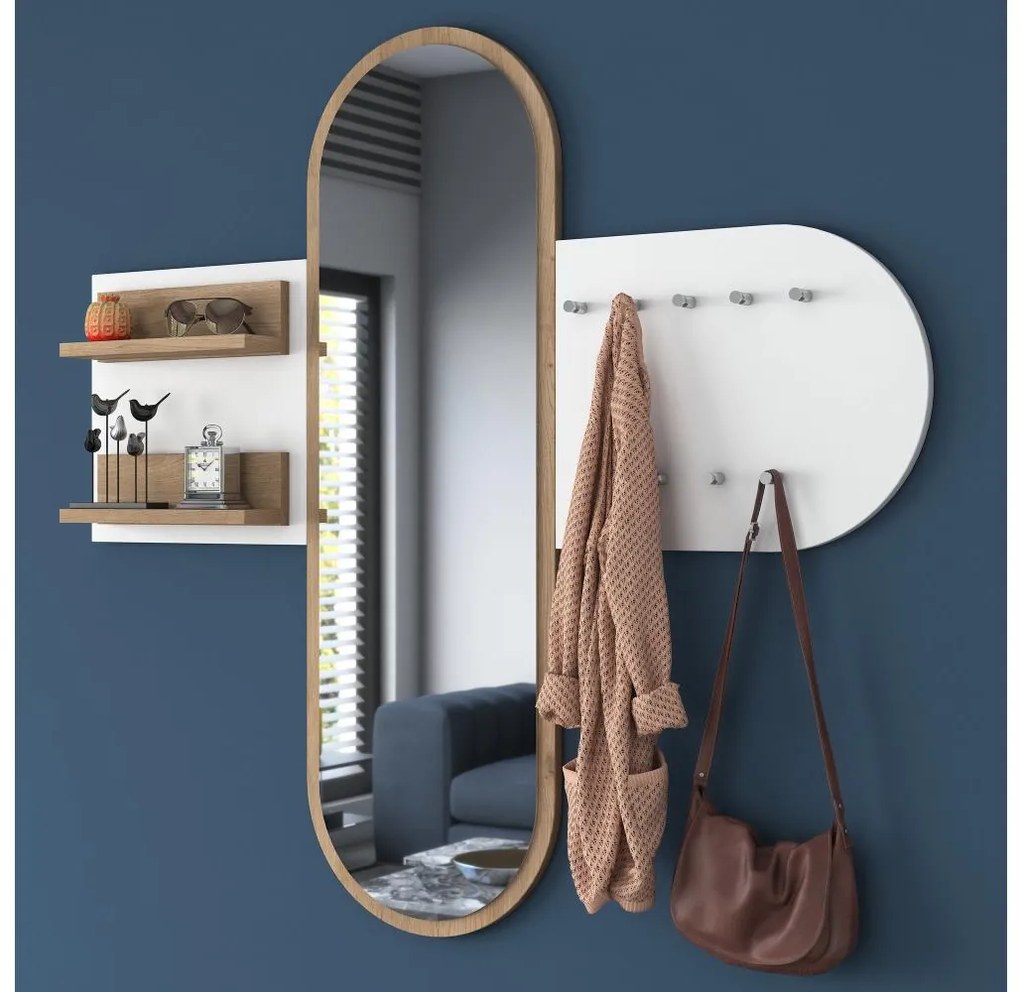 Nástenné zrkadlo RANI 125x120 cm biela/hnedá