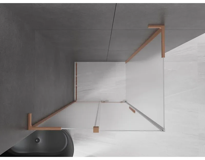 Mexen Velar L, sprchový kút s posuvnými dverami 110 x 90 cm, 8mm sklo námraza, medená matná, 871-110-090-33-65