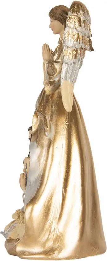 Zlatá antik dekorácia anjel so svätou rodinou Angel - 16*13*31 cm