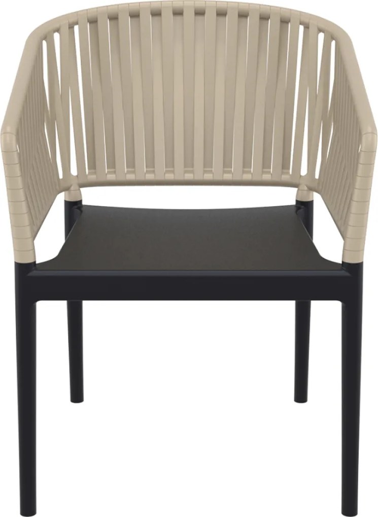 PORTOFINO záhradná stolička s podrúčkami black/taupe