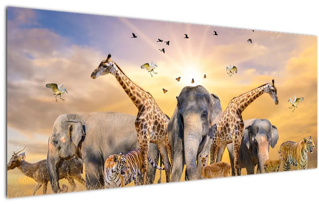 Obraz - Africké zvieratá (120x50 cm)