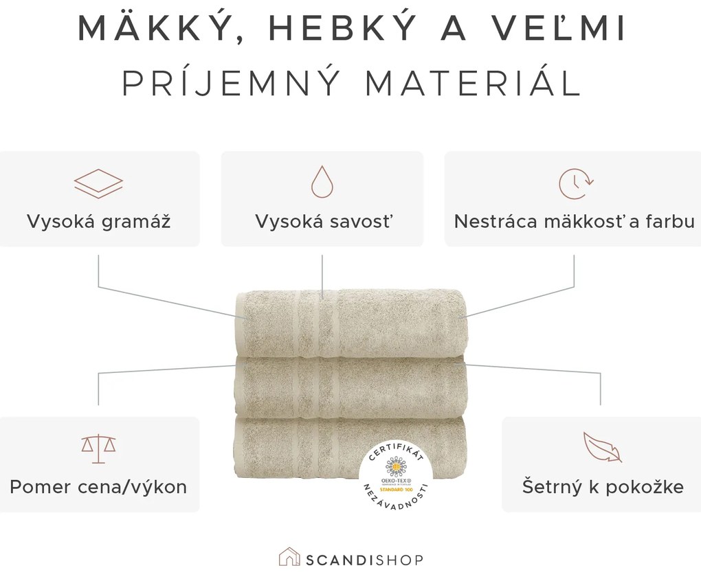 Osuška Comfort Maxi 100x200 cm krémová, 100% bavlna