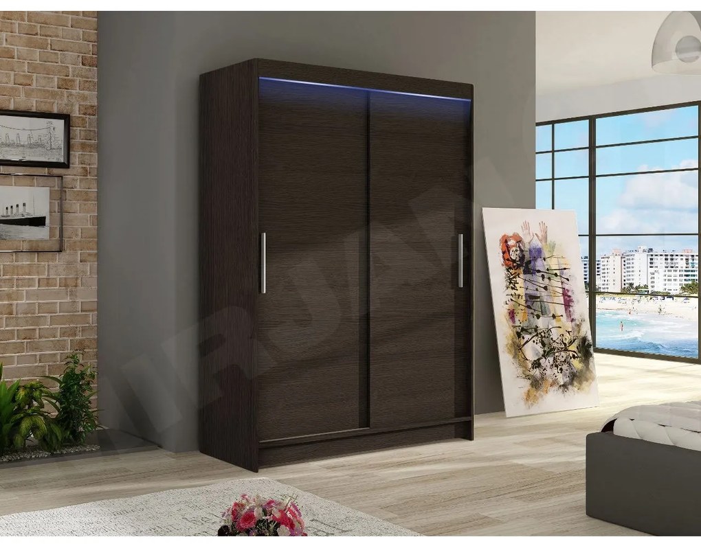 Skriňa Miami I, Farby: sonoma, Osvetlenie: osvetlenie LED RGB - farebné
