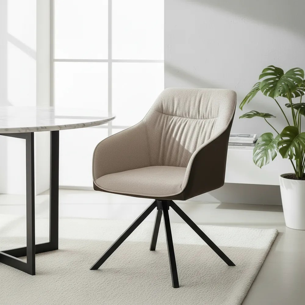 Set - 2 ks Jedálenská stolička AVENBERG LARO – otočná, béžovo-hnedá