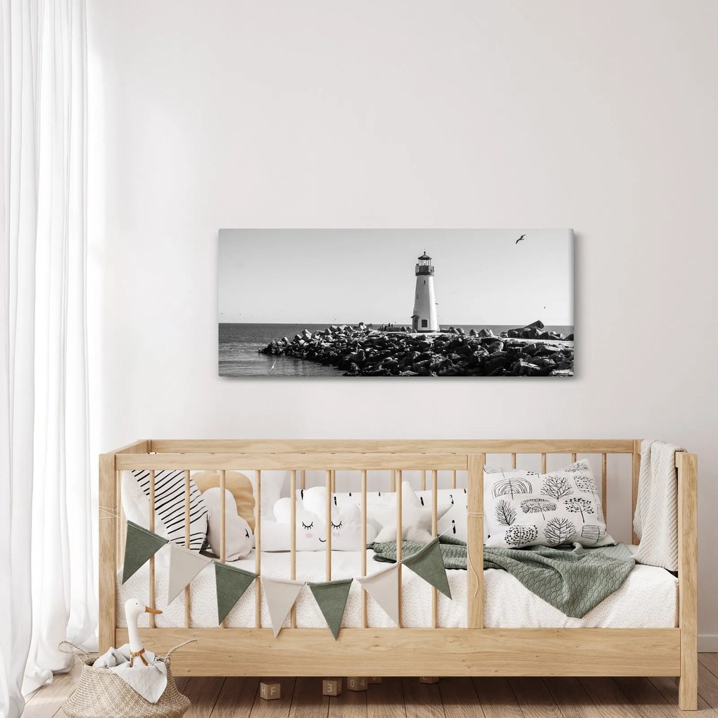 Obraz - Maják na pobreží, Santa Cruz, Kalifornia (120x50 cm)