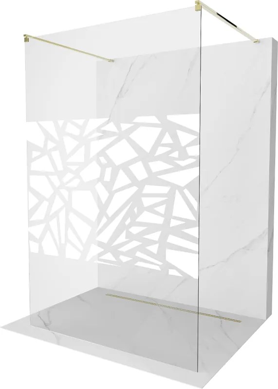 Mexen Kioto voľne stojaca sprchová stena 100 x 200 cm, transparentnéné/biely vzor 8 mm, zlatá - 800-100-002-50-85