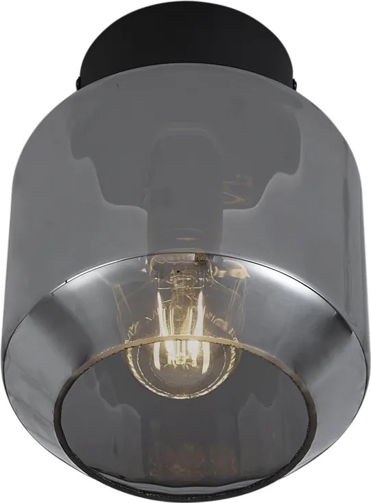 Moderné stropné svietidlo čierne s dymovým sklom - Stiklo