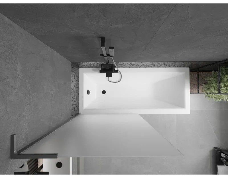 Mexen Next L, 1-krídlová vaňová zástena 90 x 150 cm, 6mm sklo námraza, grafitový profil, 895-090-000-03-30-95