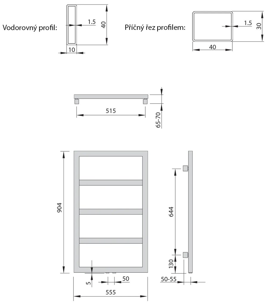 Sapho Sapho, DENALI vykurovacie teleso 550x904mm, 292 W, strieborna strukturálna, DN609SS