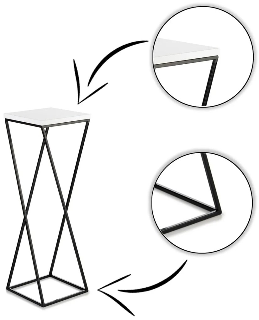 Kvetinový stojan LOFT I 70 cm čierny/biely