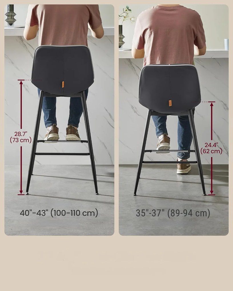 Sada dvou barových židlí VASAGLE PLACES II 98,5 cm černá
