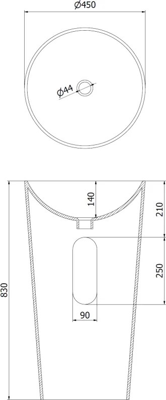 Mexen Onyx-03, voľne stojace umývadlo z konglomerátu 45x45x83 cm, biela matná, 26534500