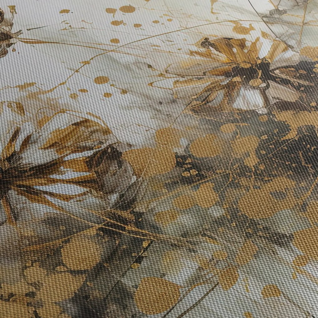 Obraz - Abstraktná kvetinová maľba (s hodinami) (90x30 cm)
