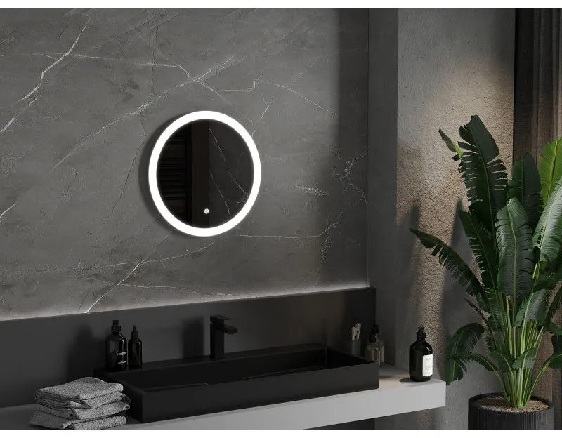 Mexen Oro, okrúhle LED podsvietené kúpeľňové zrkadlo 50 cm, 6000K, vykurovacia podložka proti zahmlievaniu, 9824-050-050-611-00