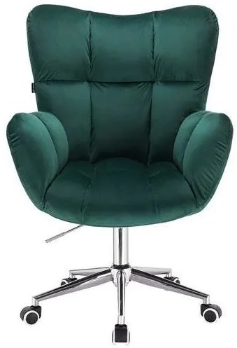 LuxuryForm DESIGN Otočné kreslo AURORA VELUR na striebornej podstave s kolieskami - zelené