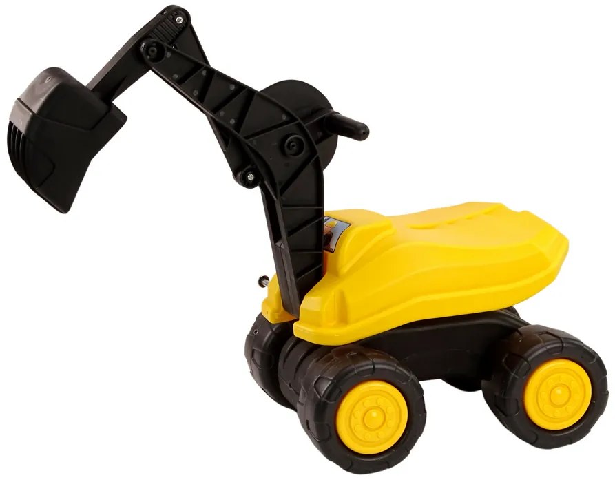 LEAN TOYS Bager s pohyblivou rotáciou 360*, konštrukcia na sedenie -žltá
