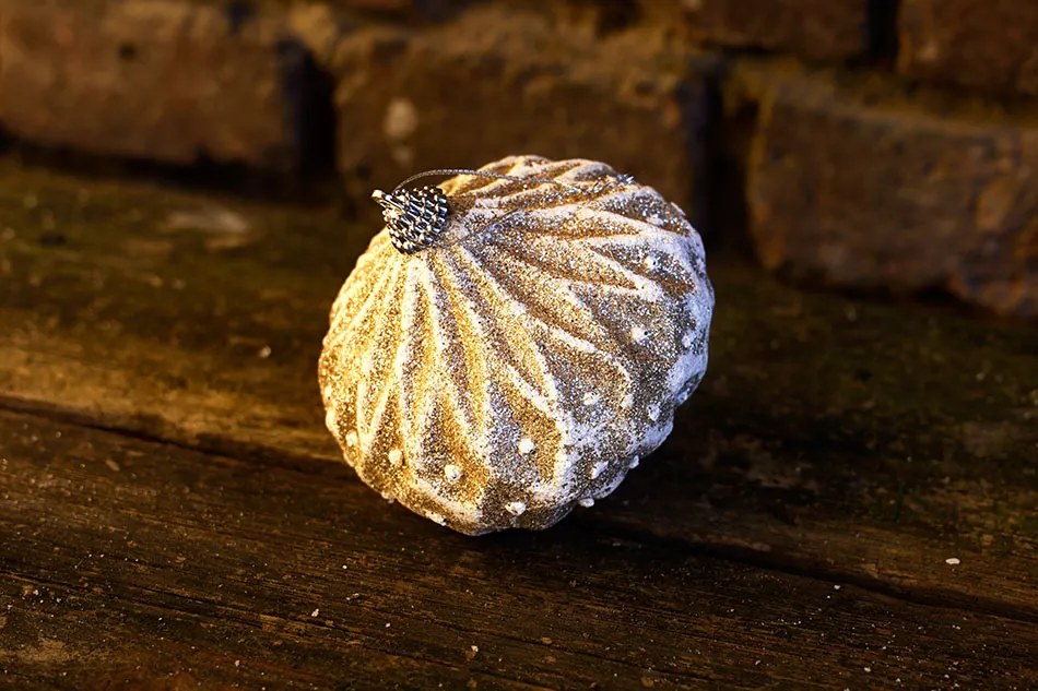 DECOLED Vánoční ozdoba, 10 cm, bílá, glitter