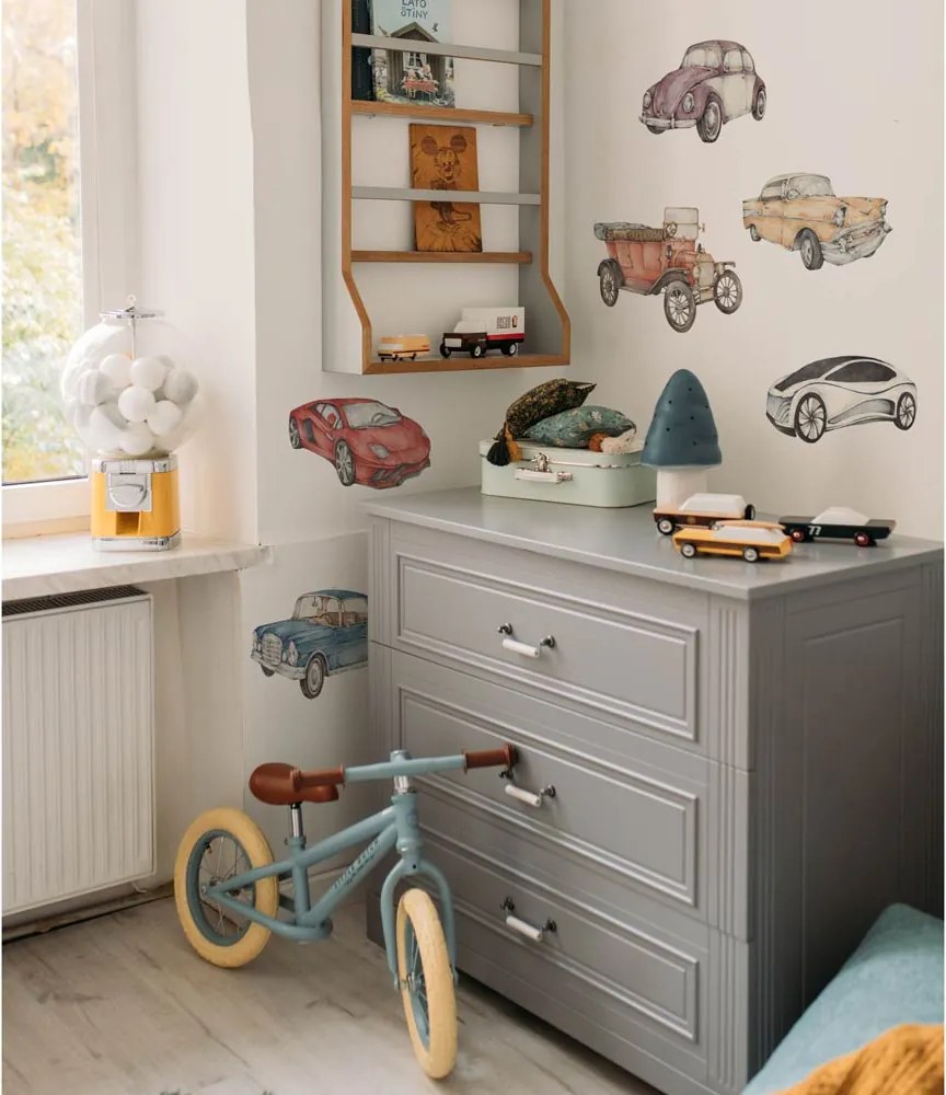 Samolepka do detskej izby história automobilov/priemyselná evolúcia 95×85 cm