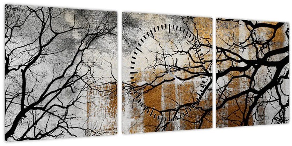 Obraz - Siluety stromov (s hodinami) (90x30 cm)