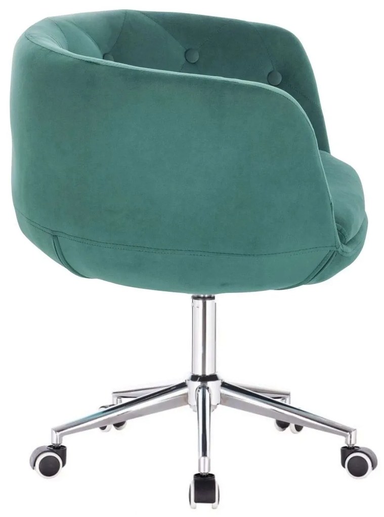 LuxuryForm DESIGN Kreslo MONTANA VELUR na striebornej podstave s kolieskami - zelené