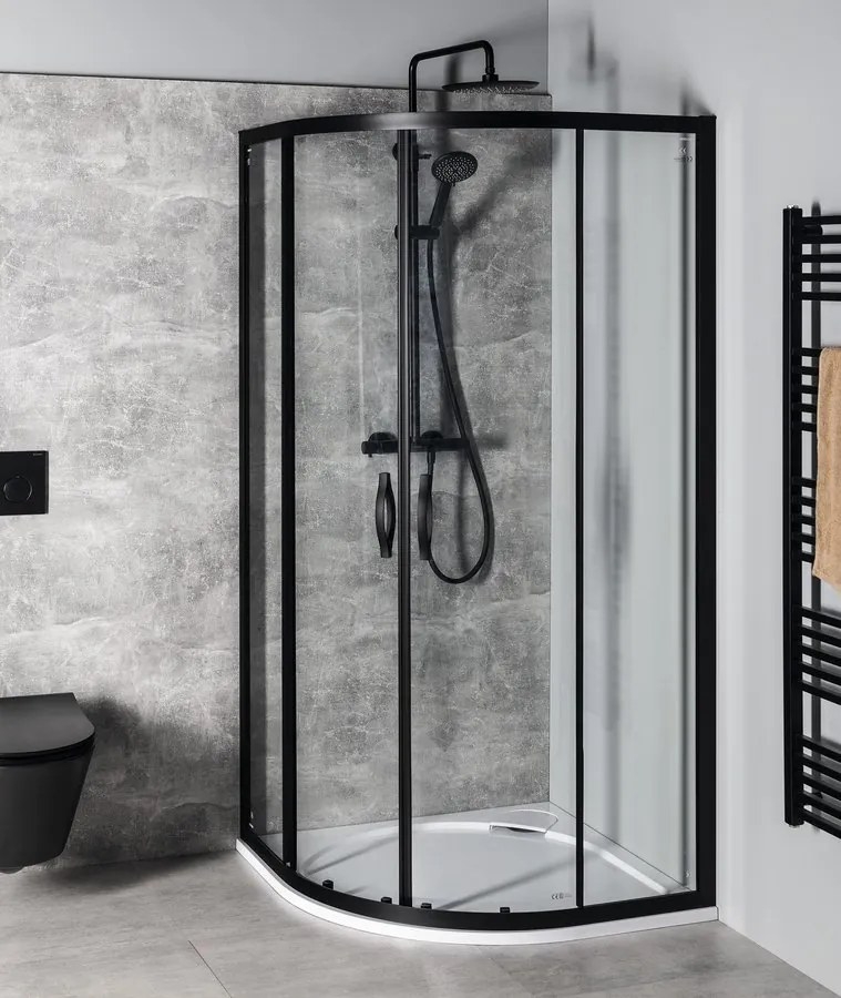 Gelco Gelco, SIGMA SIMPLY BLACK štvrťkruhová sprchová zástena 1000x1000mm, R550, číre sklo, GS5510B