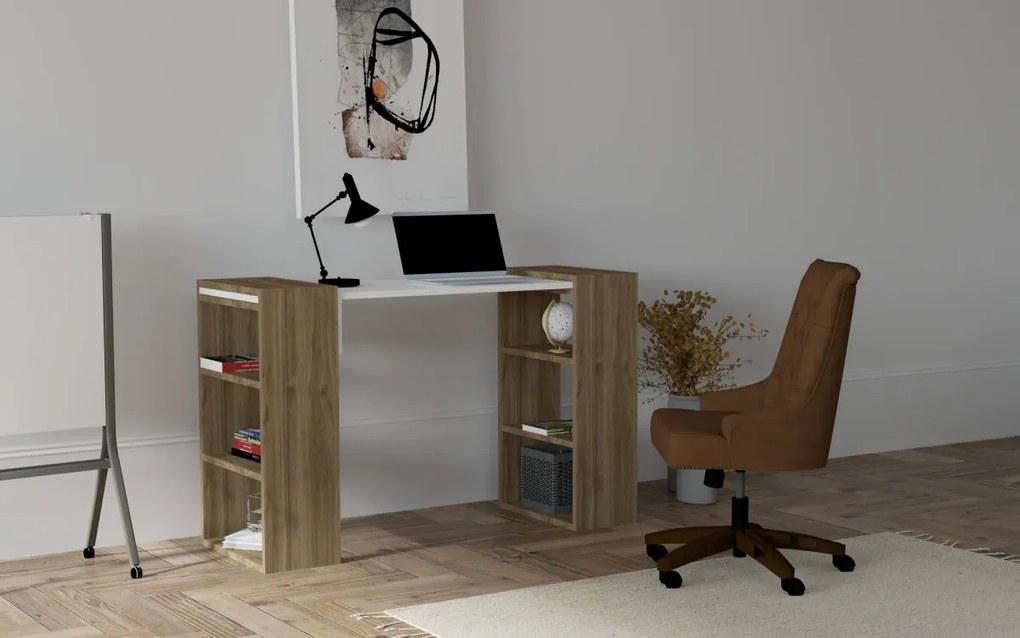 Písací stôl HANDY biely/orech