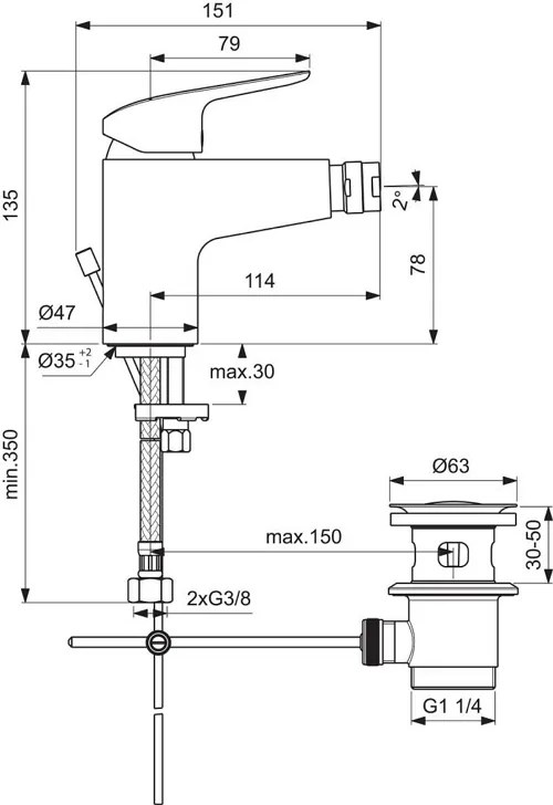 Ideal Standard Ceraflex bidetová batéria B1718AA