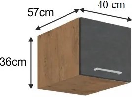 Horná kuchynská skrinka Vega 40 NAGU-36 1F - dub lancelot / sivá matná