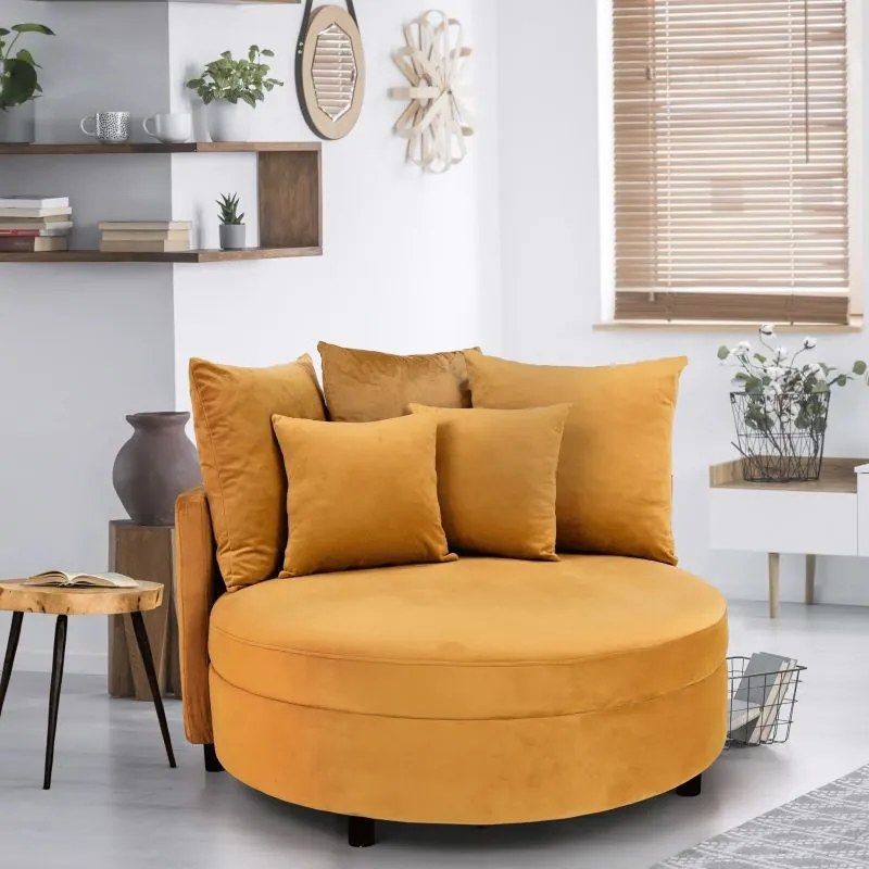Kondela Okrúhle kreslo, Velvet látka žltá, SALOTO