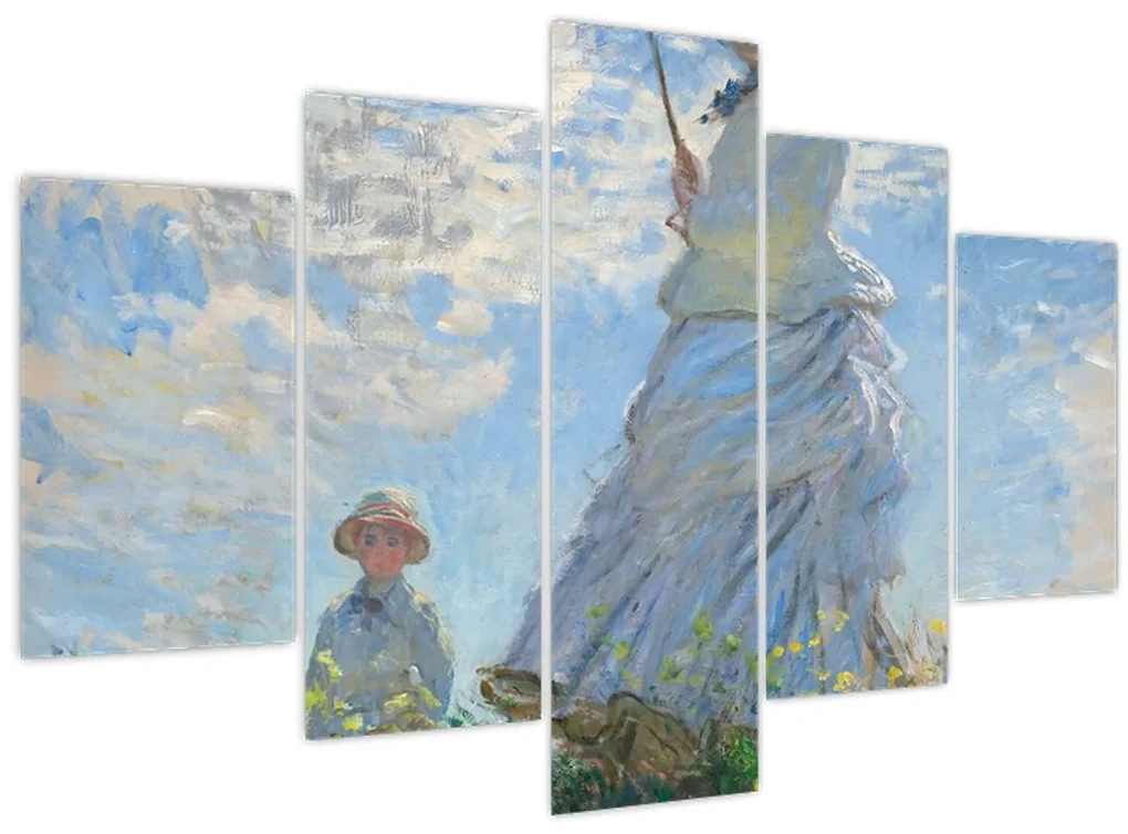 Obraz - Claude Monet, Woman with a Parasol - Madame Monet and Her Son, reprodukcia (150x105 cm)