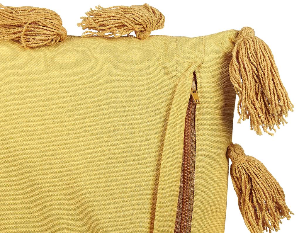 Sada 2 bavlnených vankúšov so strapcami 45 x 45 cm žltá LYNCHIS Beliani