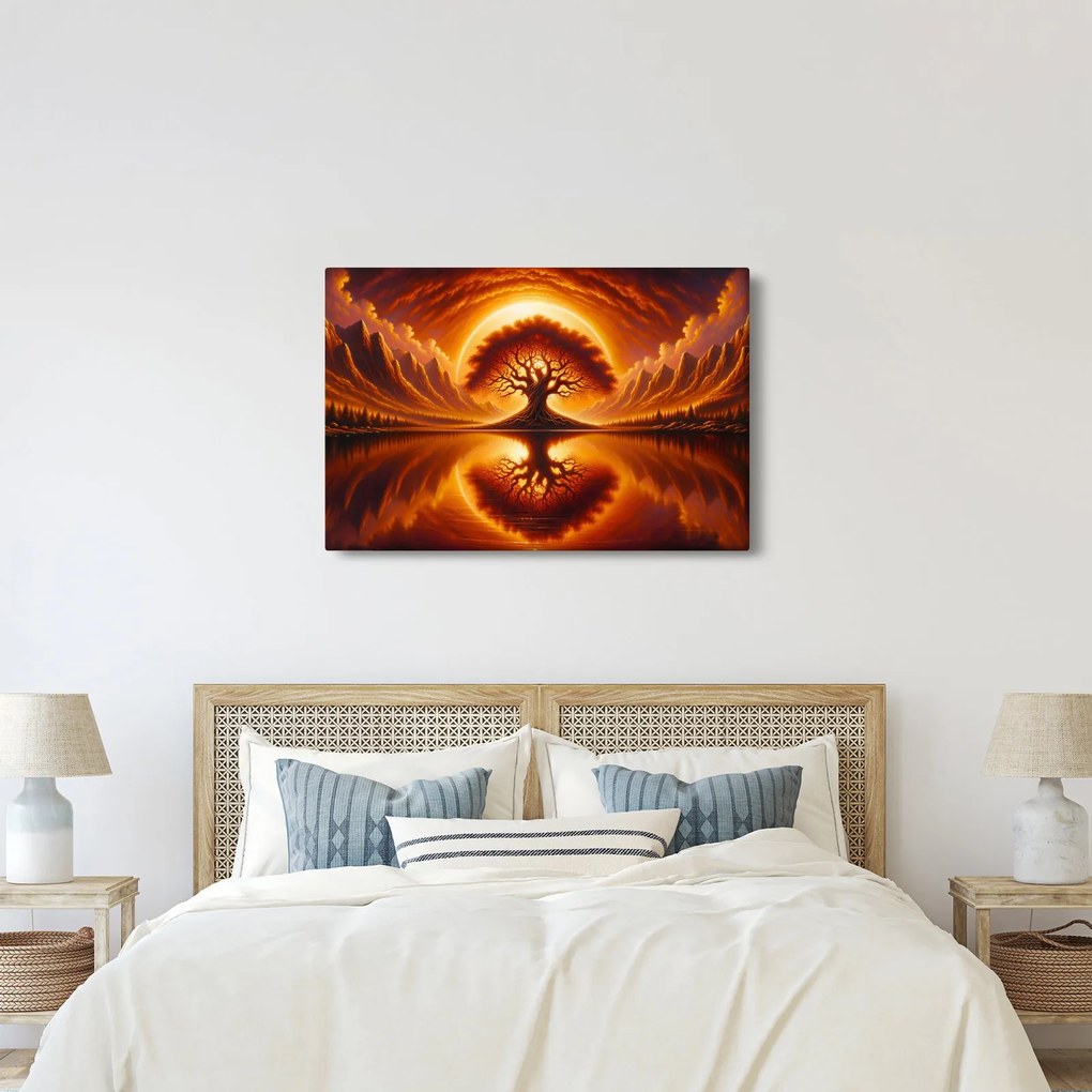 Obraz – Strom v krvavom slnku (90x60 cm)