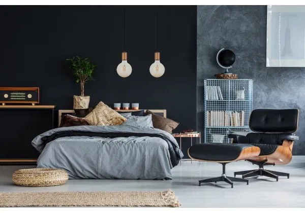 Luster na lanku MIROS 2xE27/60W/230V čierna/medená