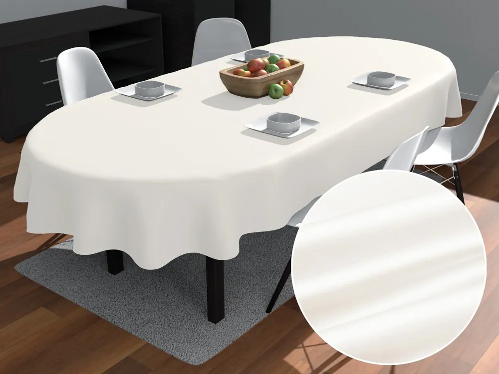 Biante Saténový oválny obrus polyesterový Satén LUX-052 Smotanovo biely 120x200 cm