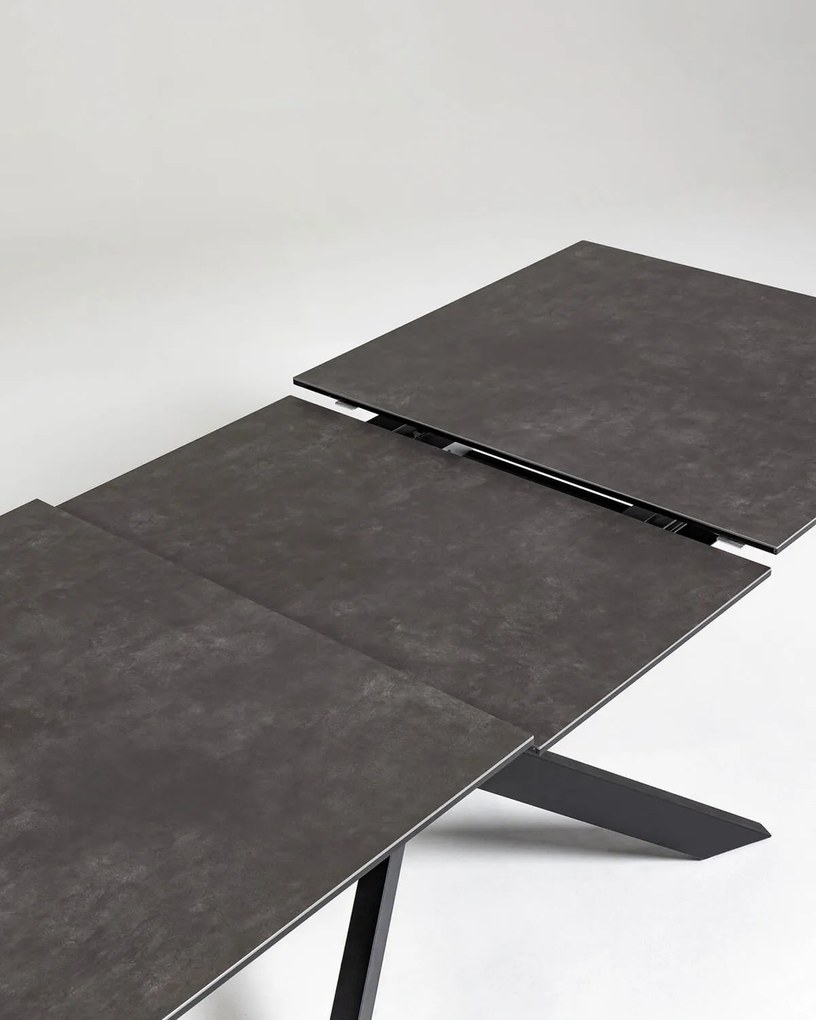 Rozkladací jedálenský stôl antamida 160 (210) x 90 cm tmavo sivý MUZZA