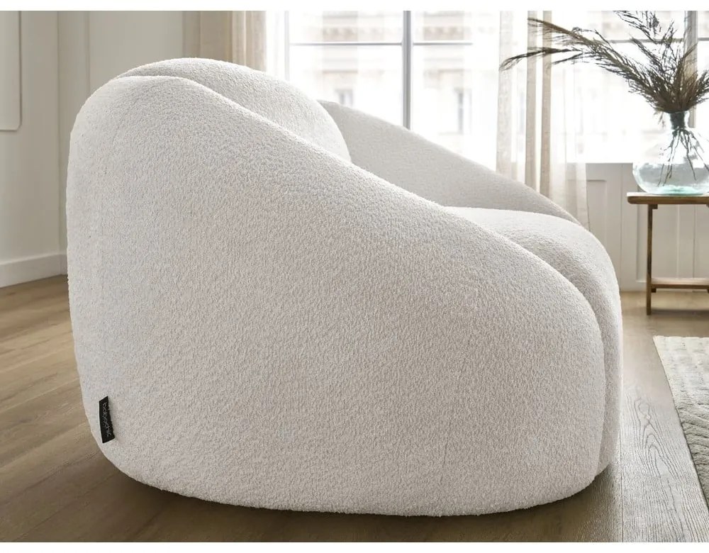 Biele kreslo z textílie bouclé Tina – Bobochic Paris
