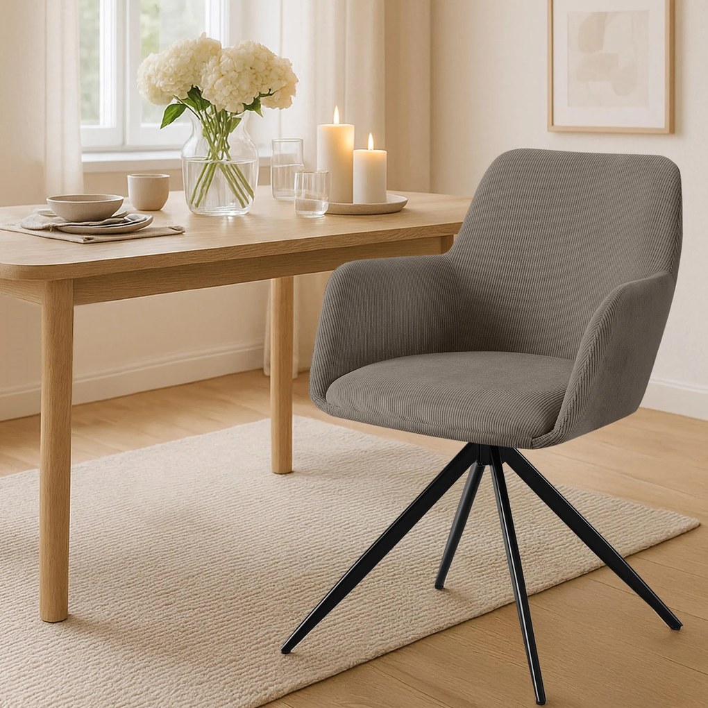 Jedálenská stolička Olema látka cord - sivohnedá